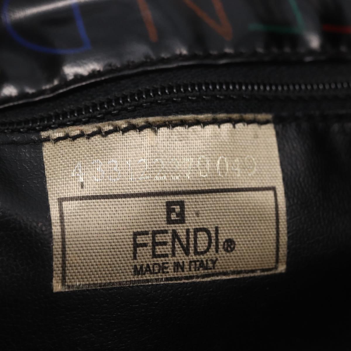 FENDI Hand Bag Patent leather Black Gold Auth 211887A