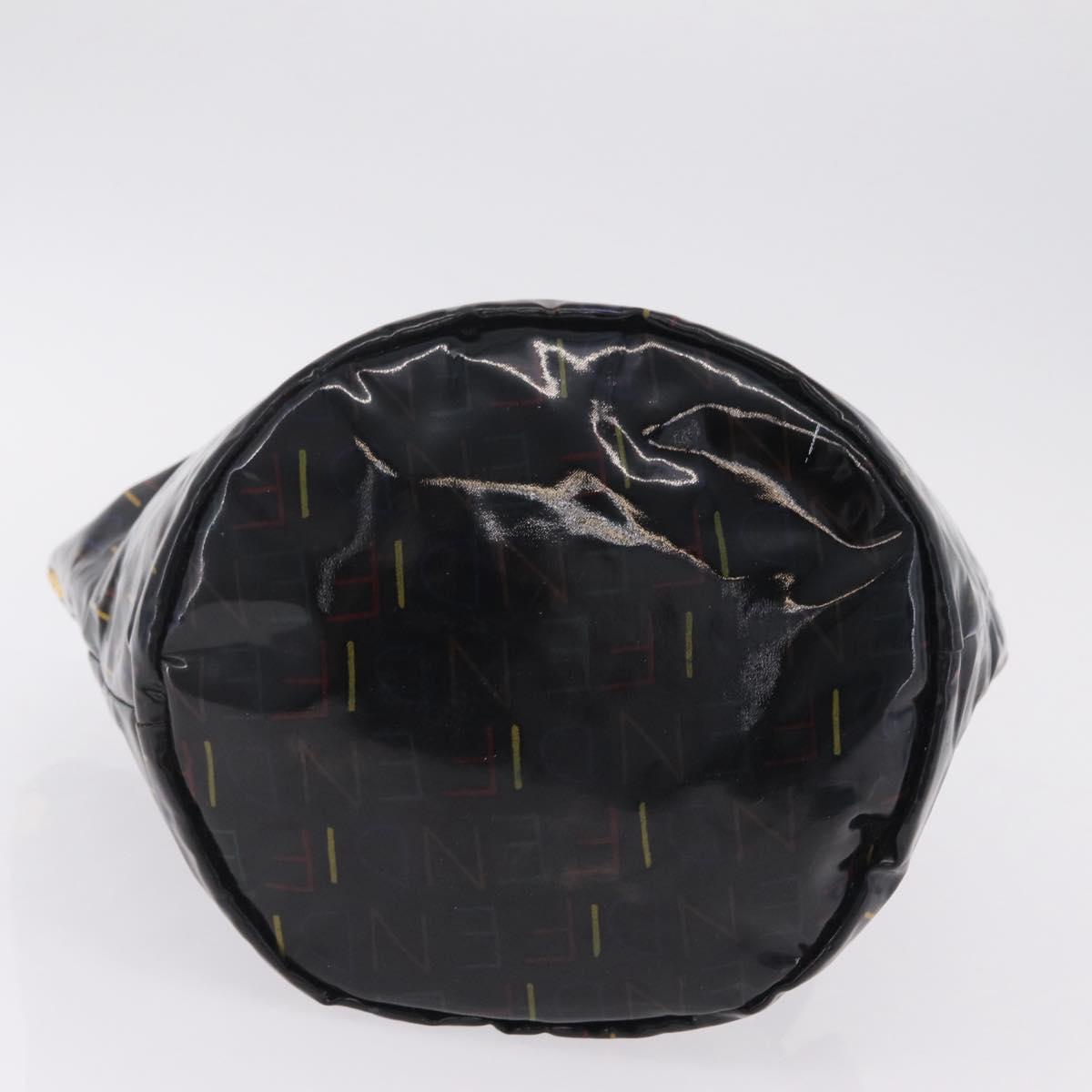 FENDI Hand Bag Patent leather Black Gold Auth 211887A