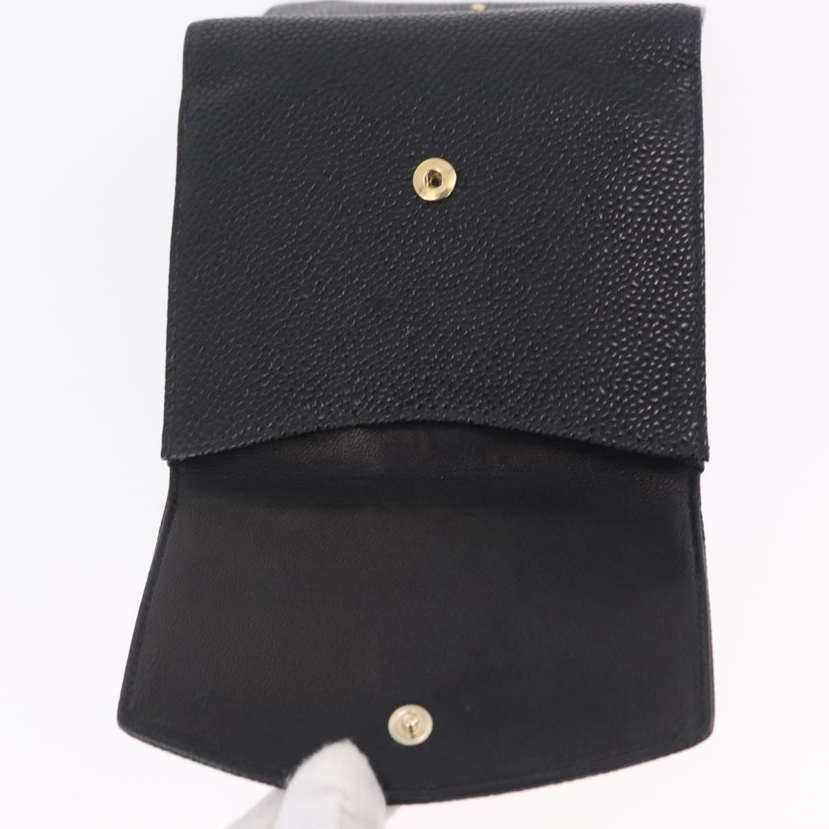 CHANEL Bifold Wallet Caviar Skin Black Gold CC Auth 211888M