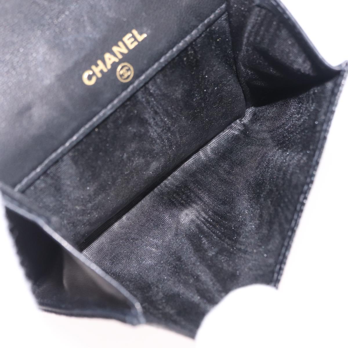 CHANEL Bifold Wallet Caviar Skin Black Gold CC Auth 211888M