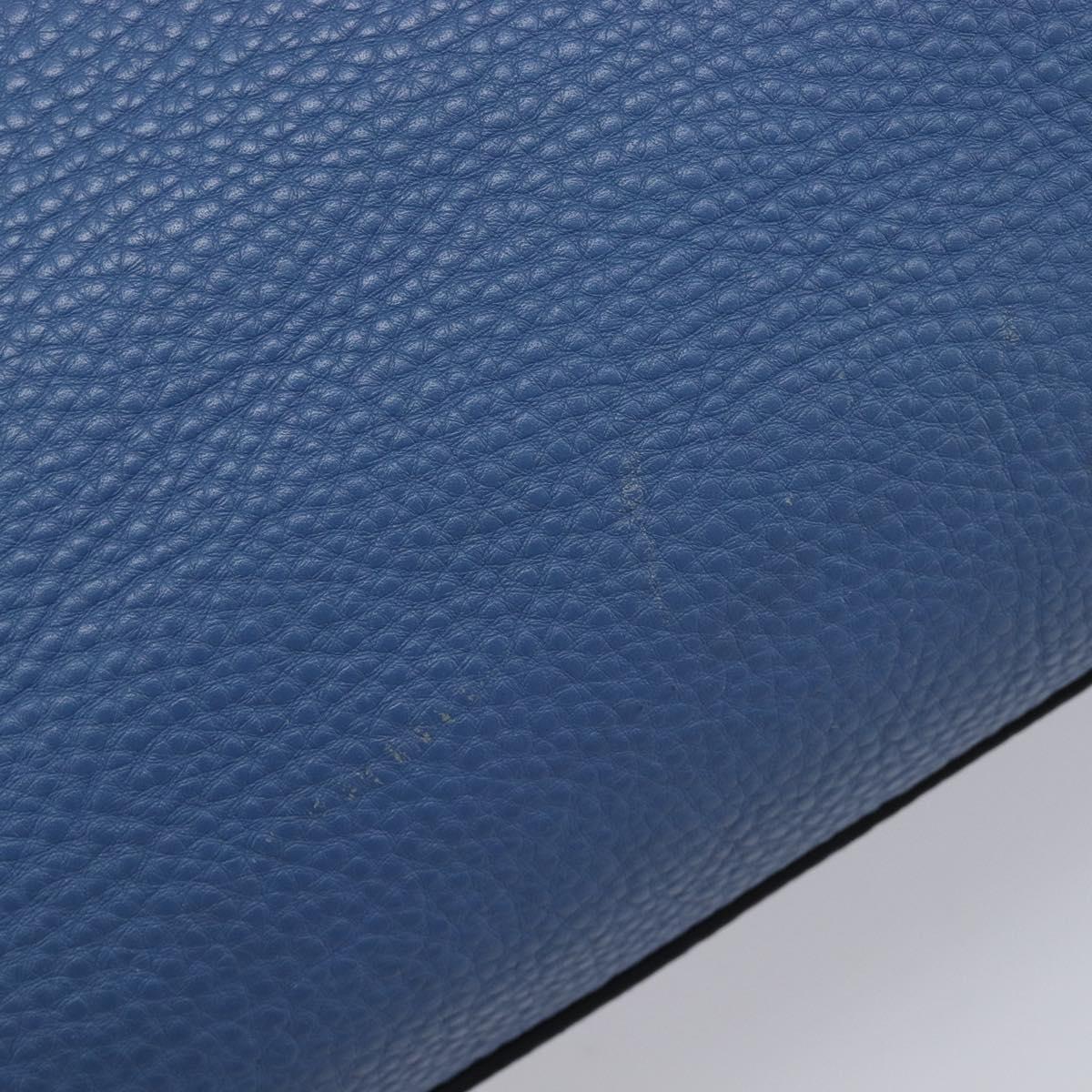 PRADA Tote Bag Leather Blue Silver Auth 211890