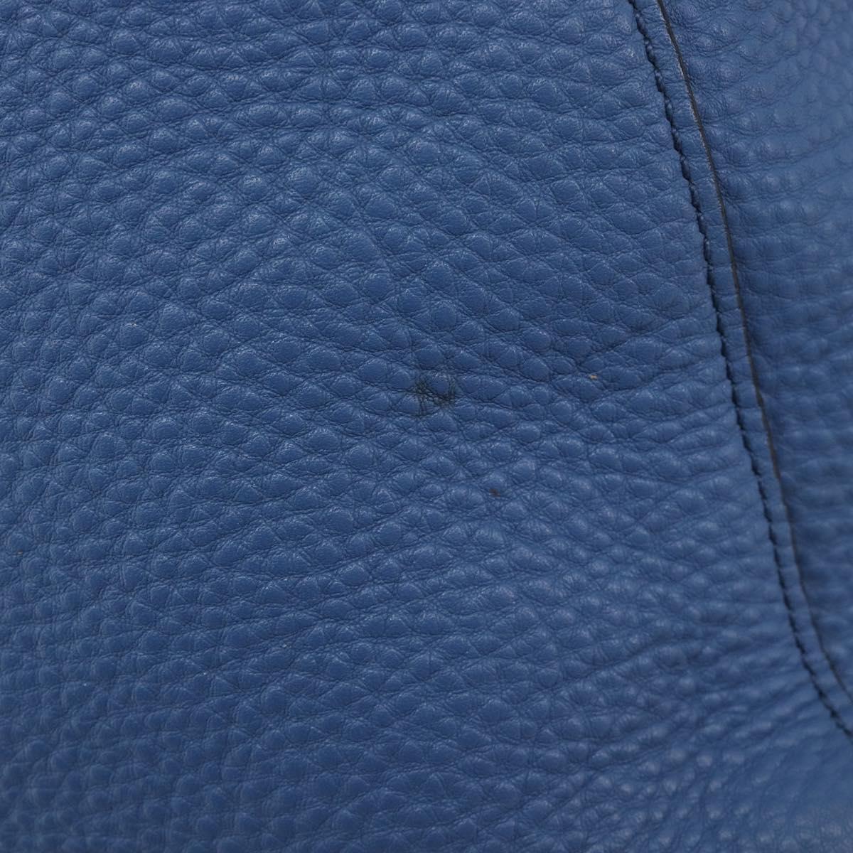 PRADA Tote Bag Leather Blue Silver Auth 211890