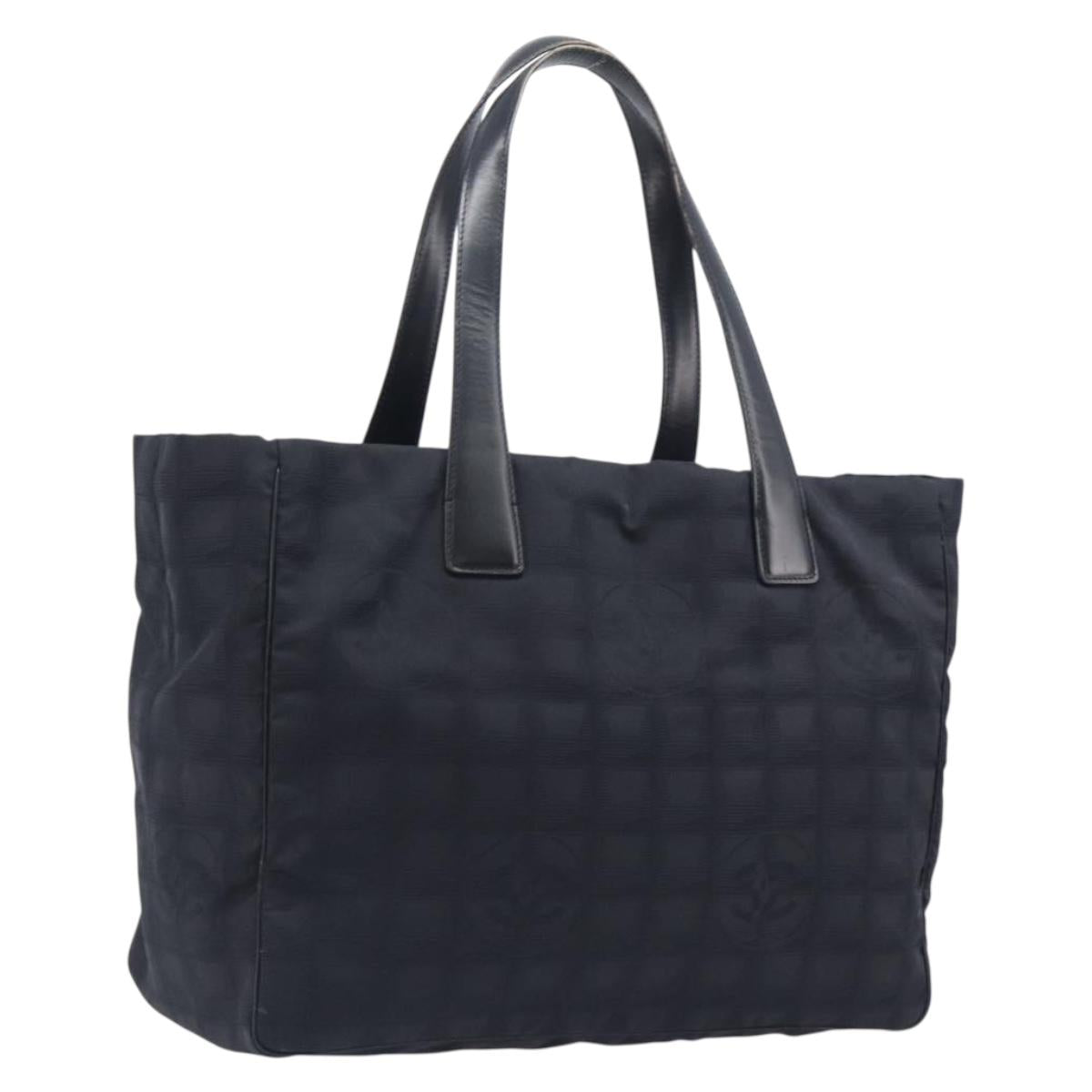 CHANEL New Travel Line Tote Bag Nylon Black Gold CC Auth 211891A