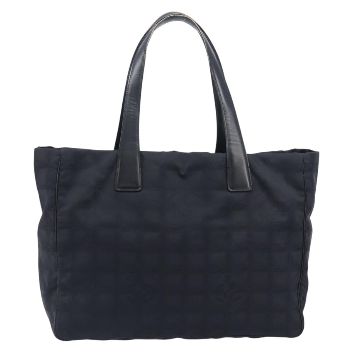 CHANEL New Travel Line Tote Bag Nylon Black Gold CC Auth 211891A