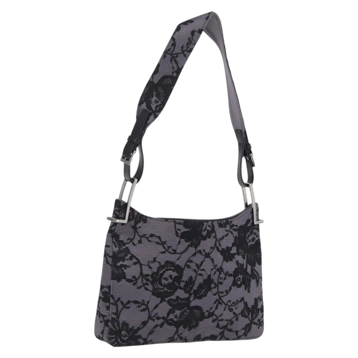 GUCCI Shoulder Bag Satin Purple Silver Auth 211898V
