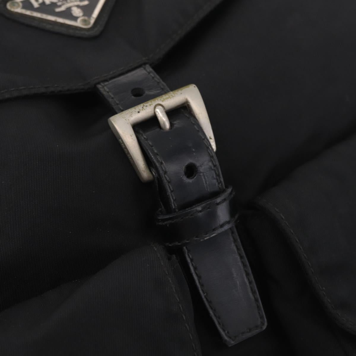 PRADA Backpack Nylon Black Silver Auth 211901