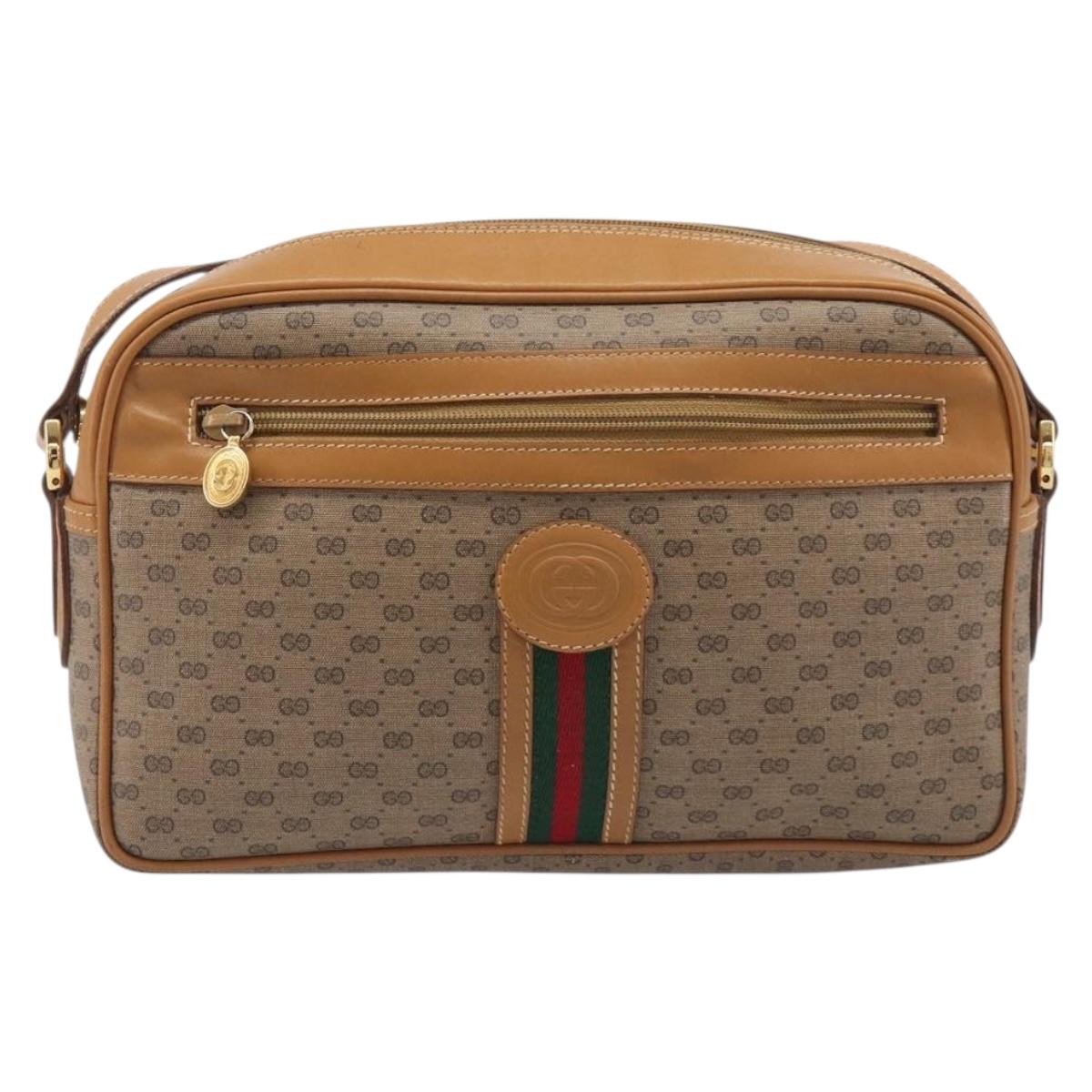 GUCCI Micro GG Supreme Web Sherry Line Bag PVC Beige 001 261 0942 Auth 211904