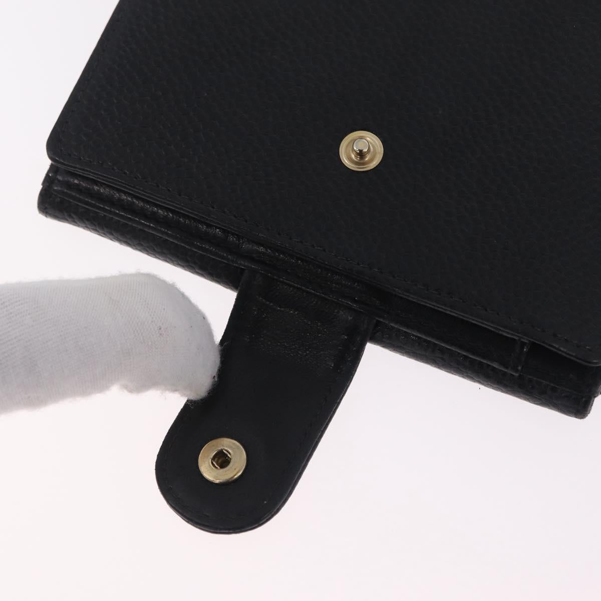 CHANEL Bifold Wallet Caviar Skin Black Gold CC Auth 211906A