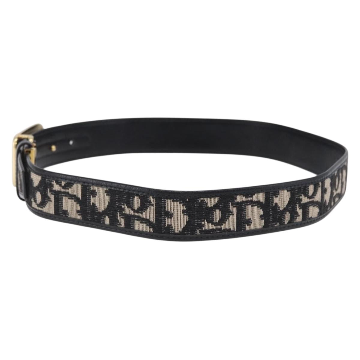 Christian Dior Trotter Canvas Belt 29.5"" Navy Gold Auth 211913A