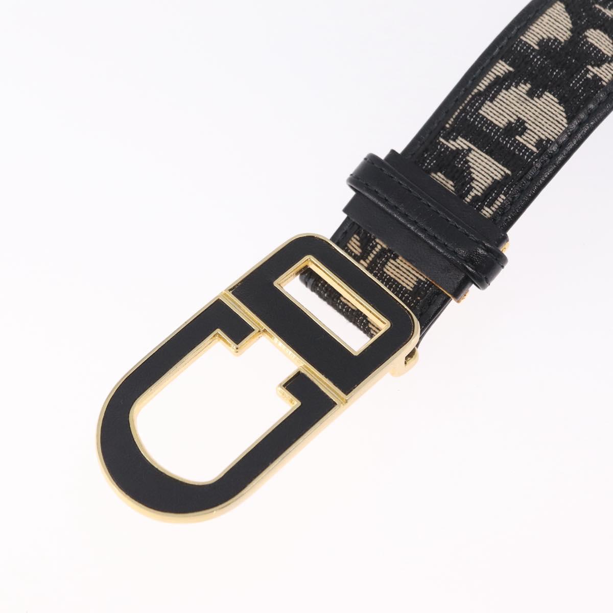 Christian Dior Trotter Canvas Belt 29.5"" Navy Gold Auth 211913A