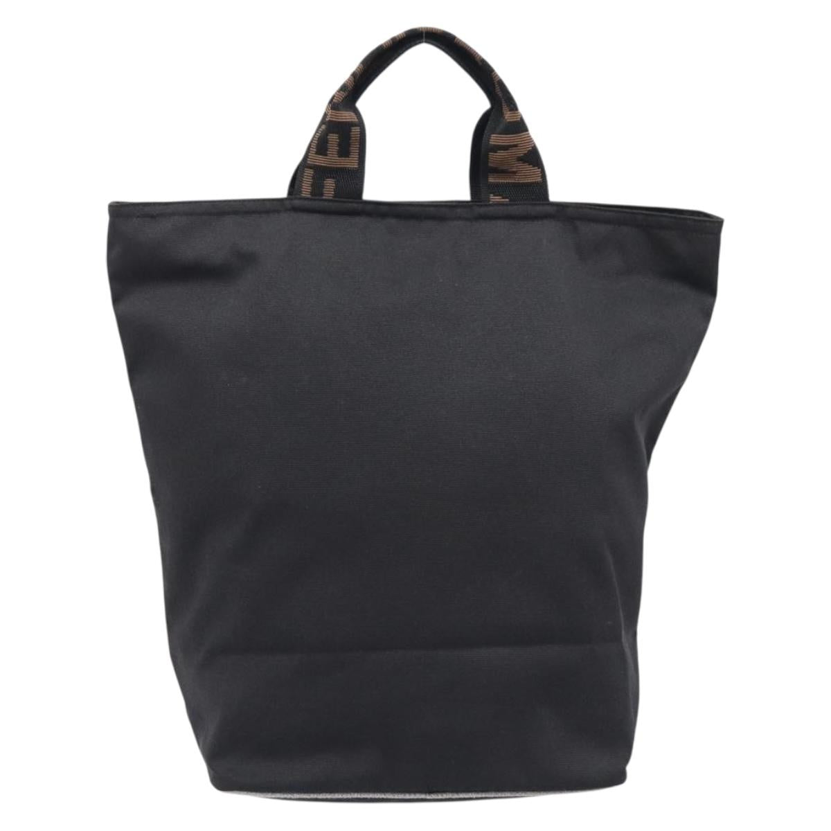 FENDI Hand Bag Canvas Black Silver 26488 Auth 211916A