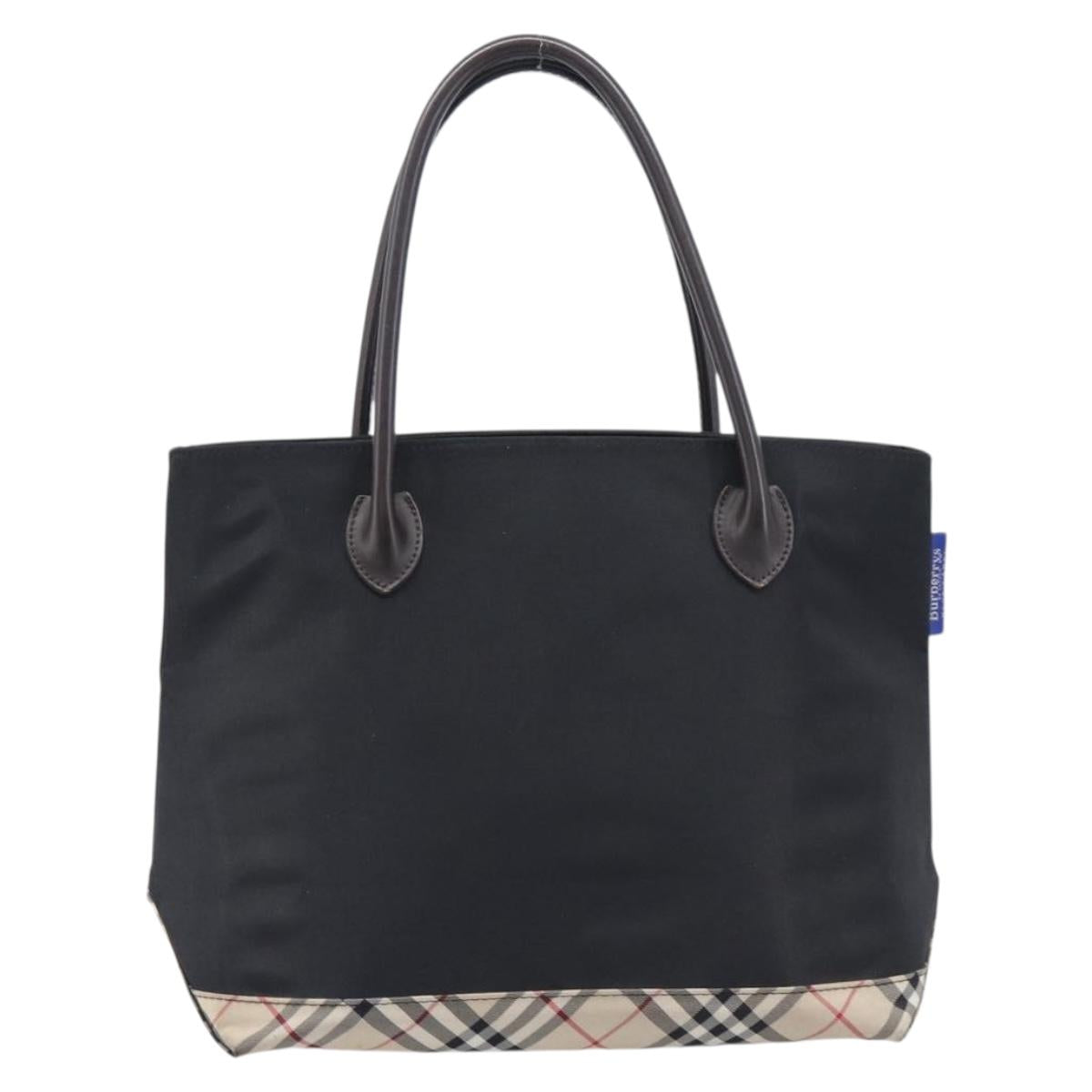 Burberrys Blue Label Tote Bag Nylon Black Silver Auth 211919