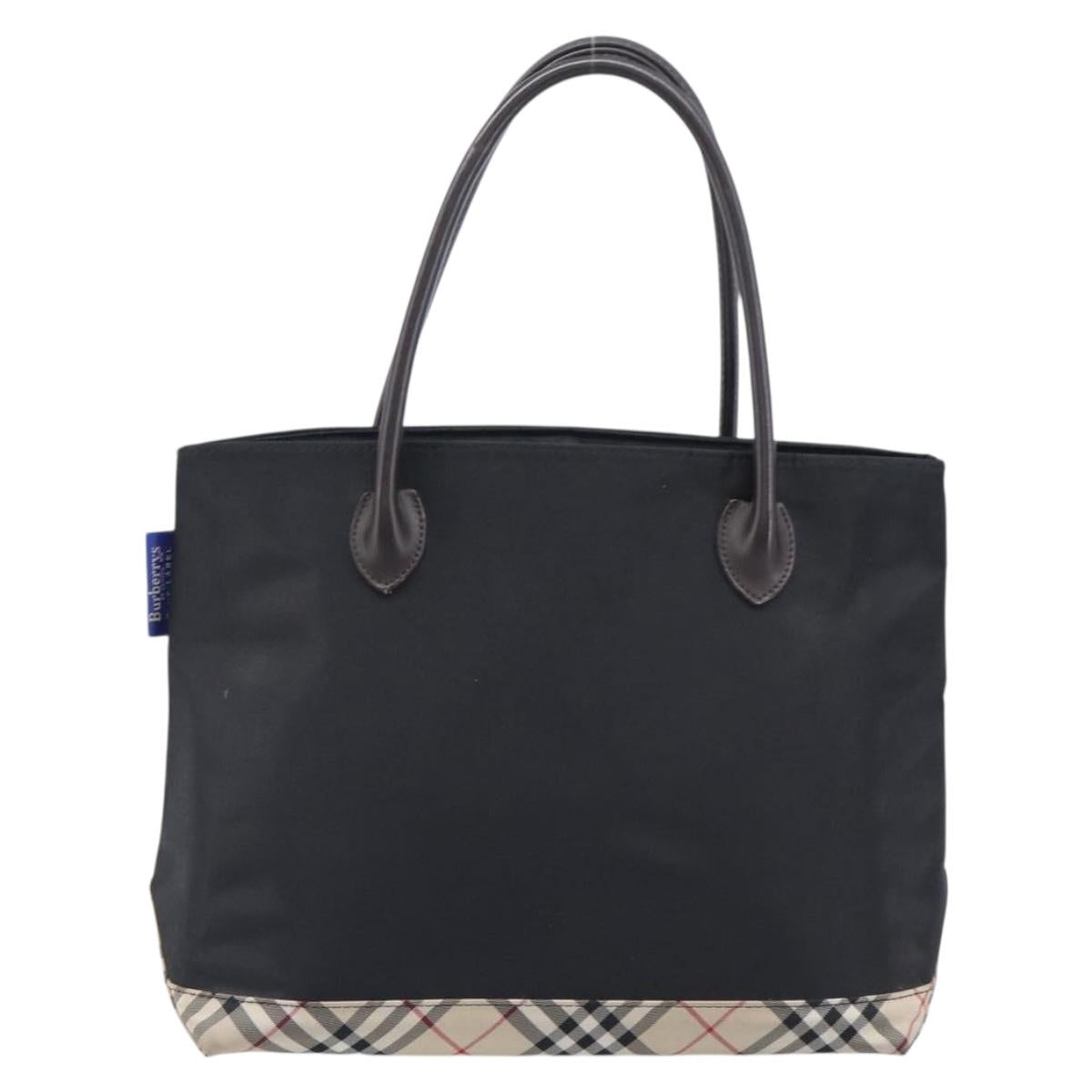 Burberrys Blue Label Tote Bag Nylon Black Silver Auth 211919