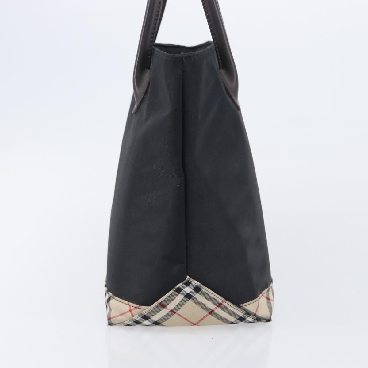 Burberrys Blue Label Tote Bag Nylon Black Silver Auth 211919