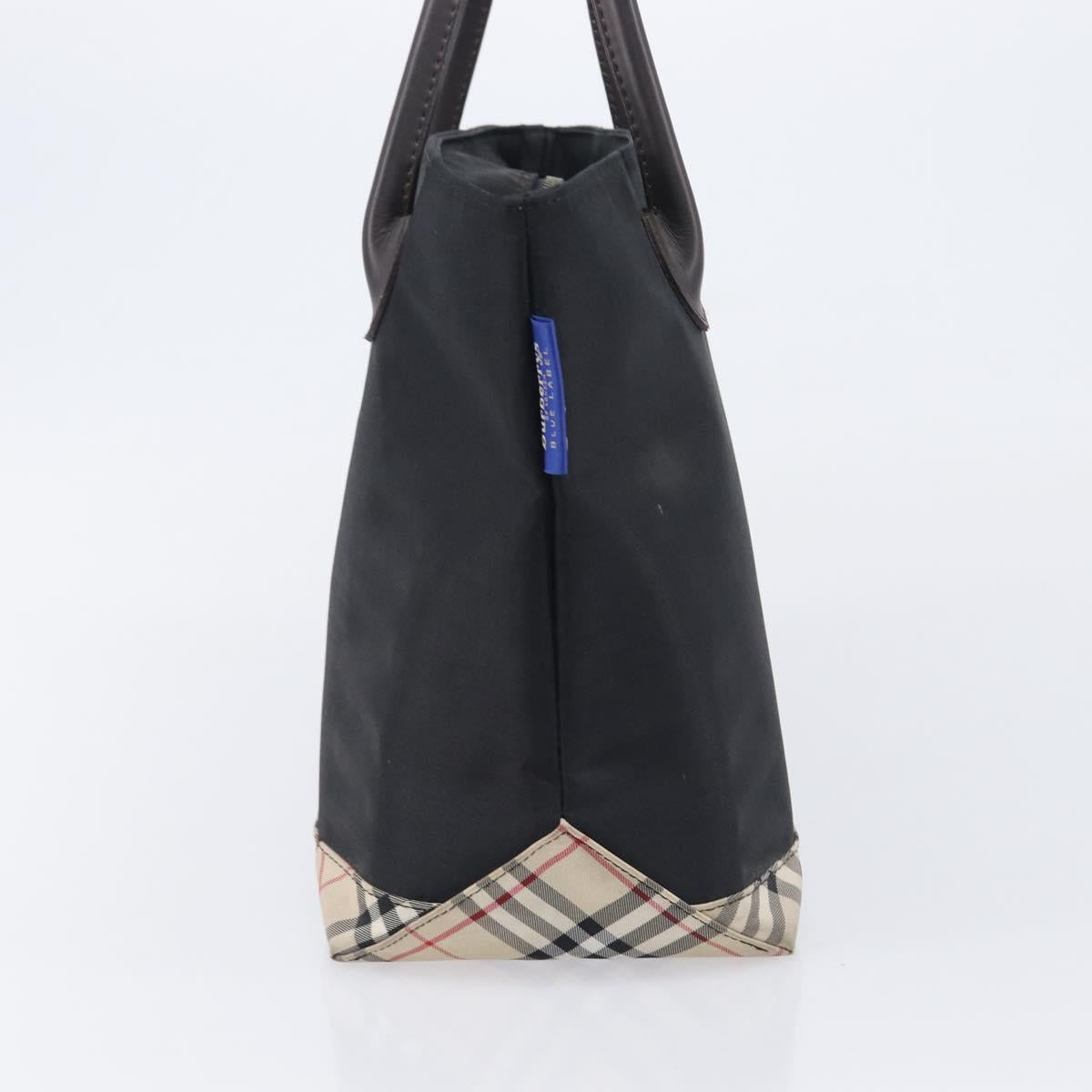 Burberrys Blue Label Tote Bag Nylon Black Silver Auth 211919