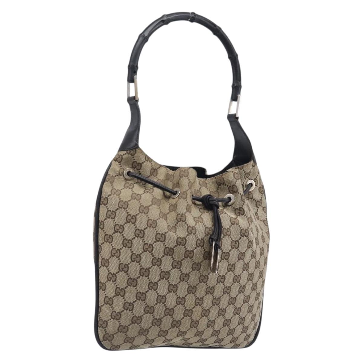 GUCCI GG Canvas Hand Bag Beige Silver 001 4033 Auth 211921V