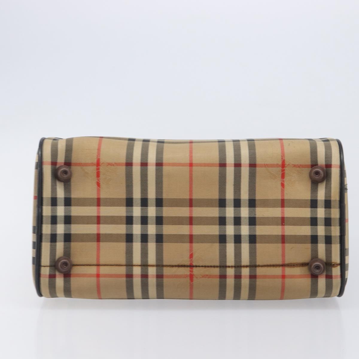 Burberrys Nova Check Boston Bag Canvas Beige Gold Auth 211927