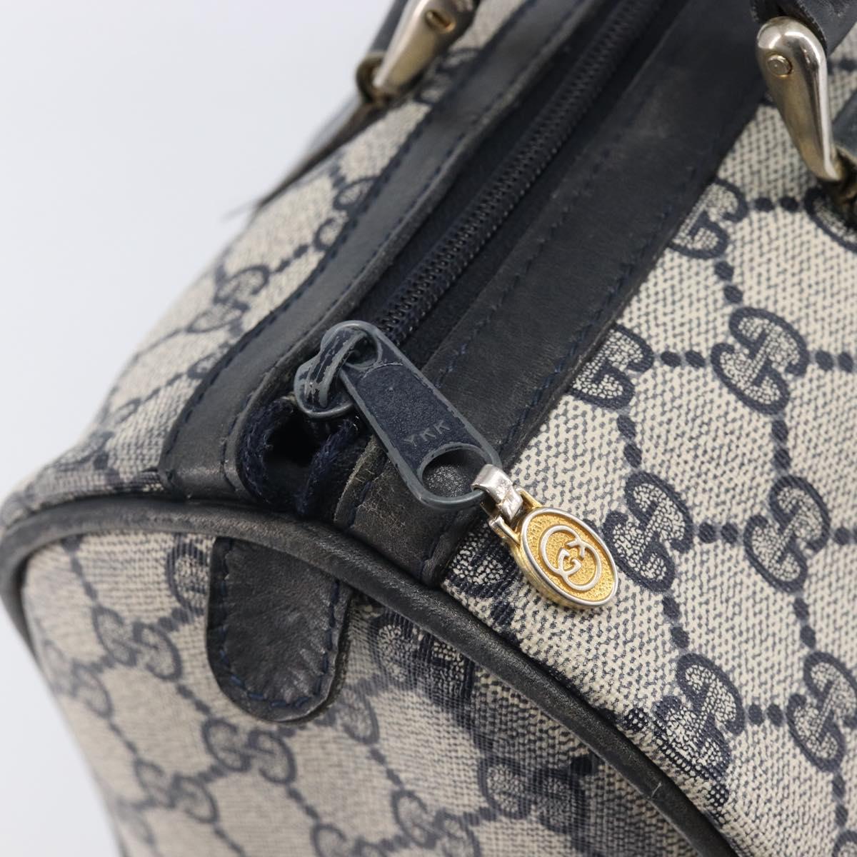 GUCCI GG Supreme Sherry Line Hand Bag PVC Navy Gold 24 012 3842 Auth 211929