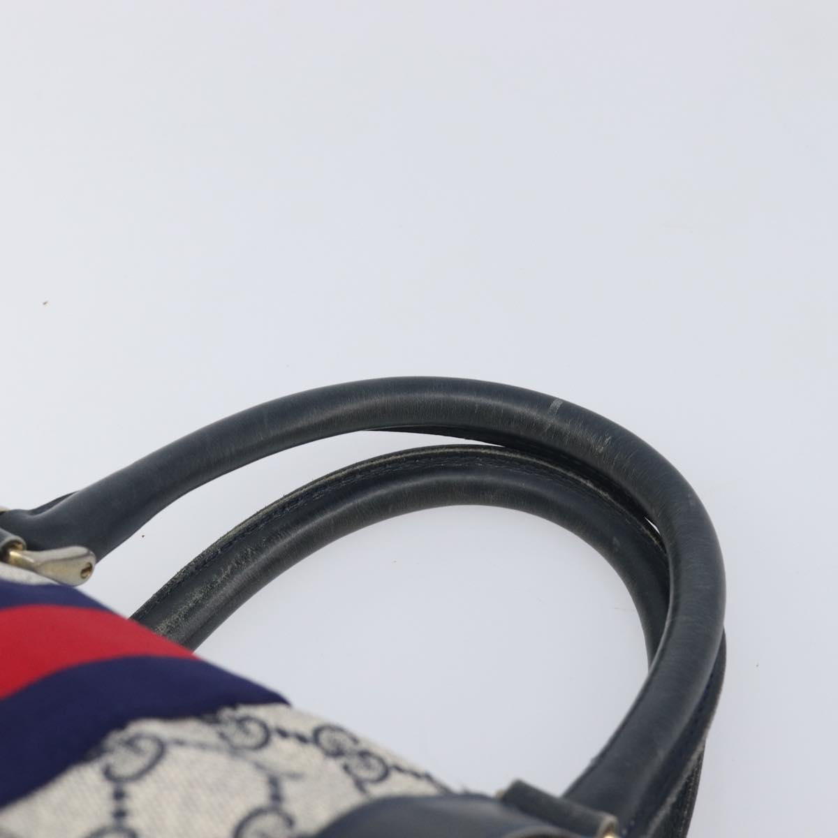 GUCCI GG Supreme Sherry Line Hand Bag PVC Navy Gold 24 012 3842 Auth 211929