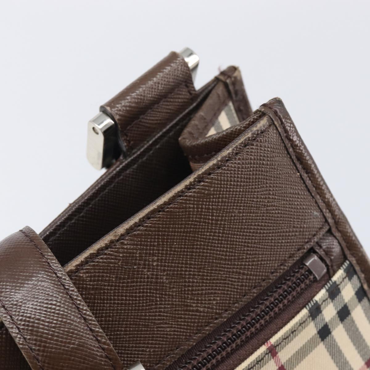 BURBERRY Nova Check Shoulder Bag Canvas Beige Silver Auth 211941
