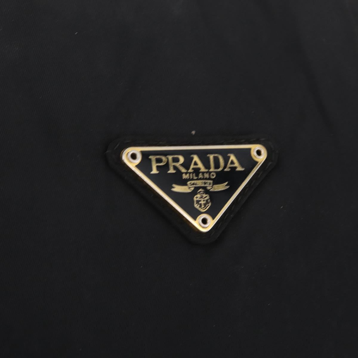 PRADA Chain Shoulder Bag Nylon Black Gold Auth 211942