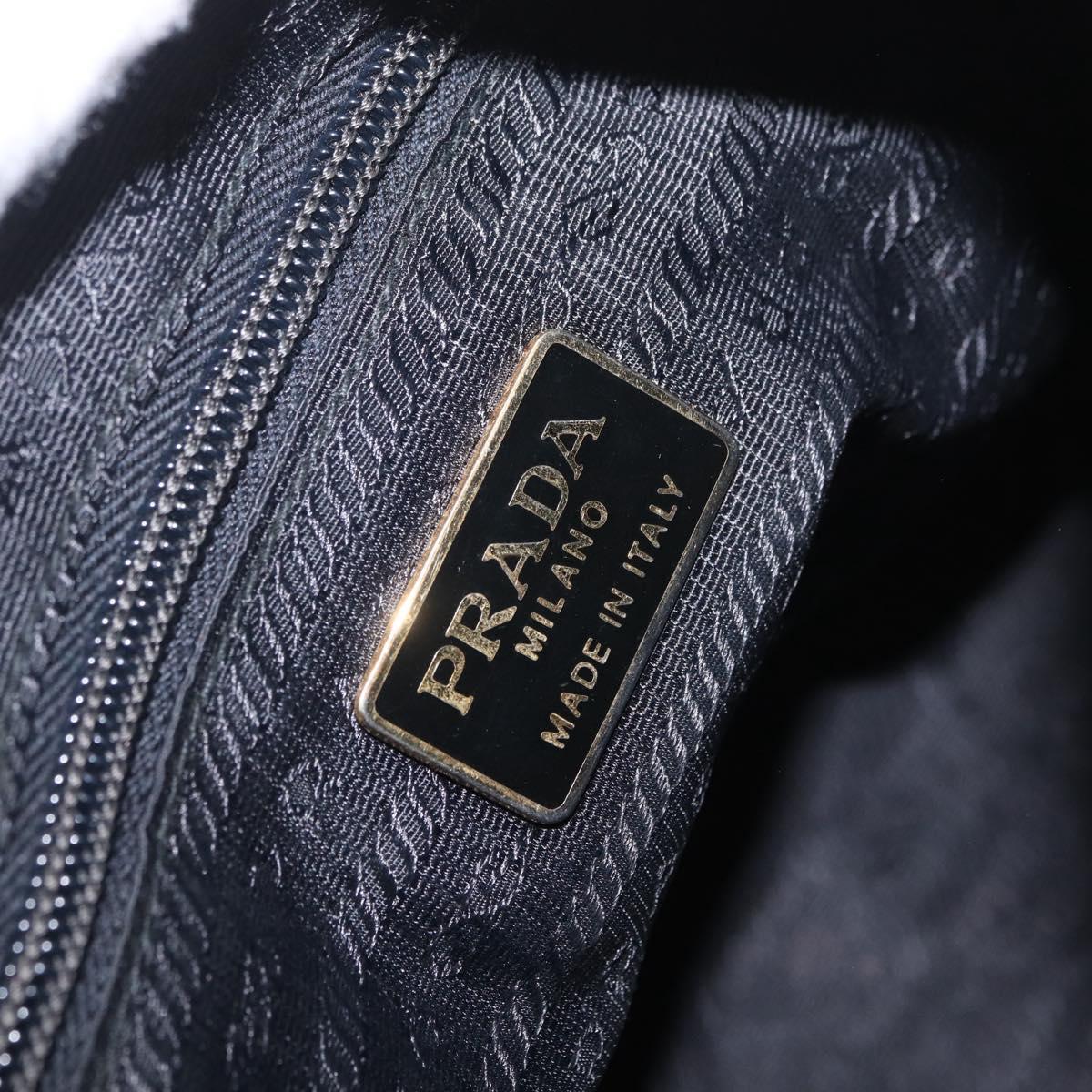 PRADA Chain Shoulder Bag Nylon Black Gold Auth 211942