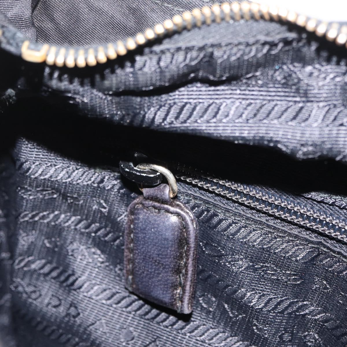 PRADA Chain Shoulder Bag Nylon Black Gold Auth 211942