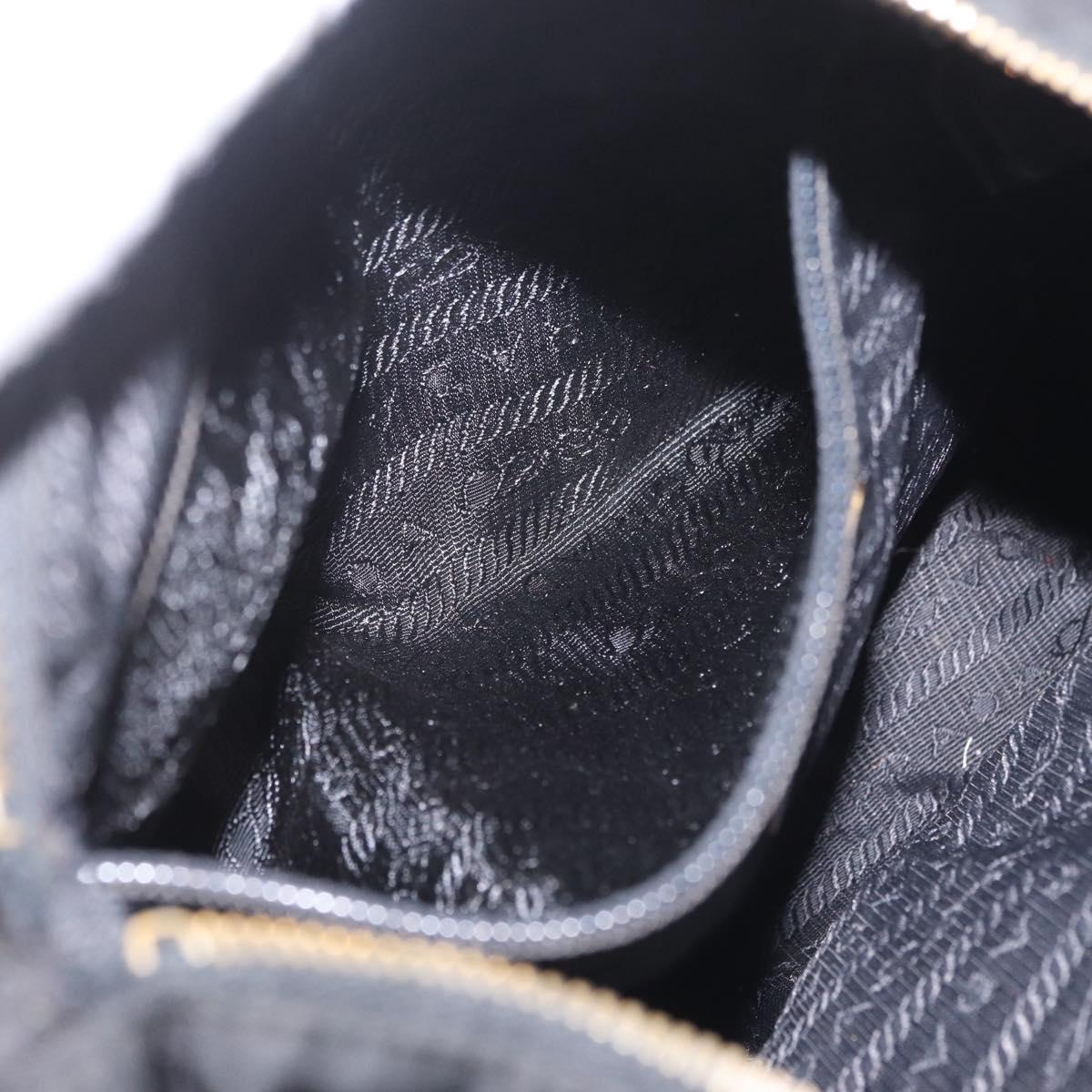 PRADA Chain Shoulder Bag Nylon Black Gold Auth 211942