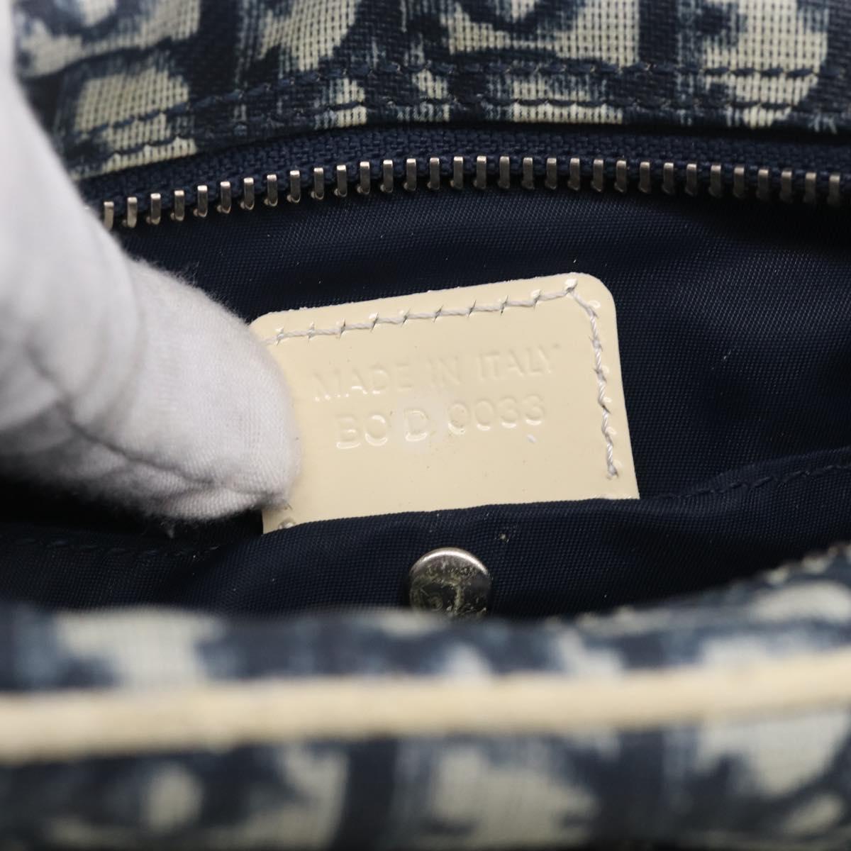Christian Dior Trotter Canvas Shoulder Bag PVC Blue Silver Auth 211947