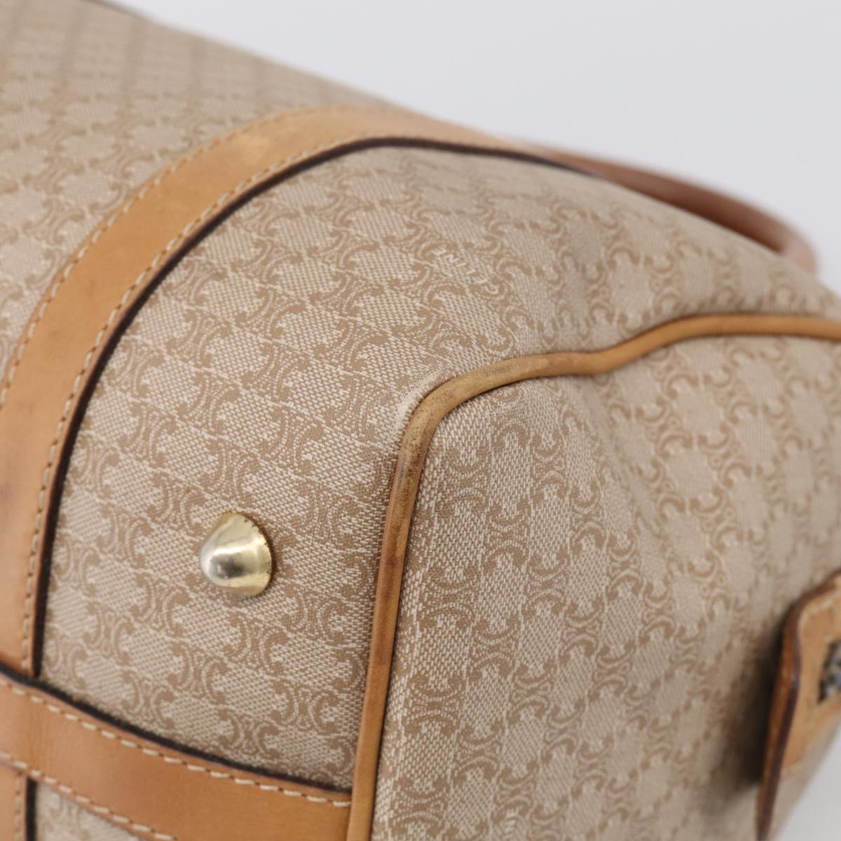 CELINE Macadam Canvas Hand Bag PVC Beige Gold Auth 211949