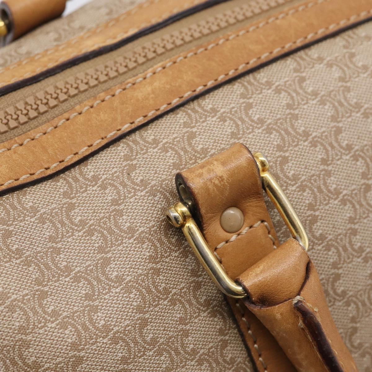 CELINE Macadam Canvas Hand Bag PVC Beige Gold Auth 211949