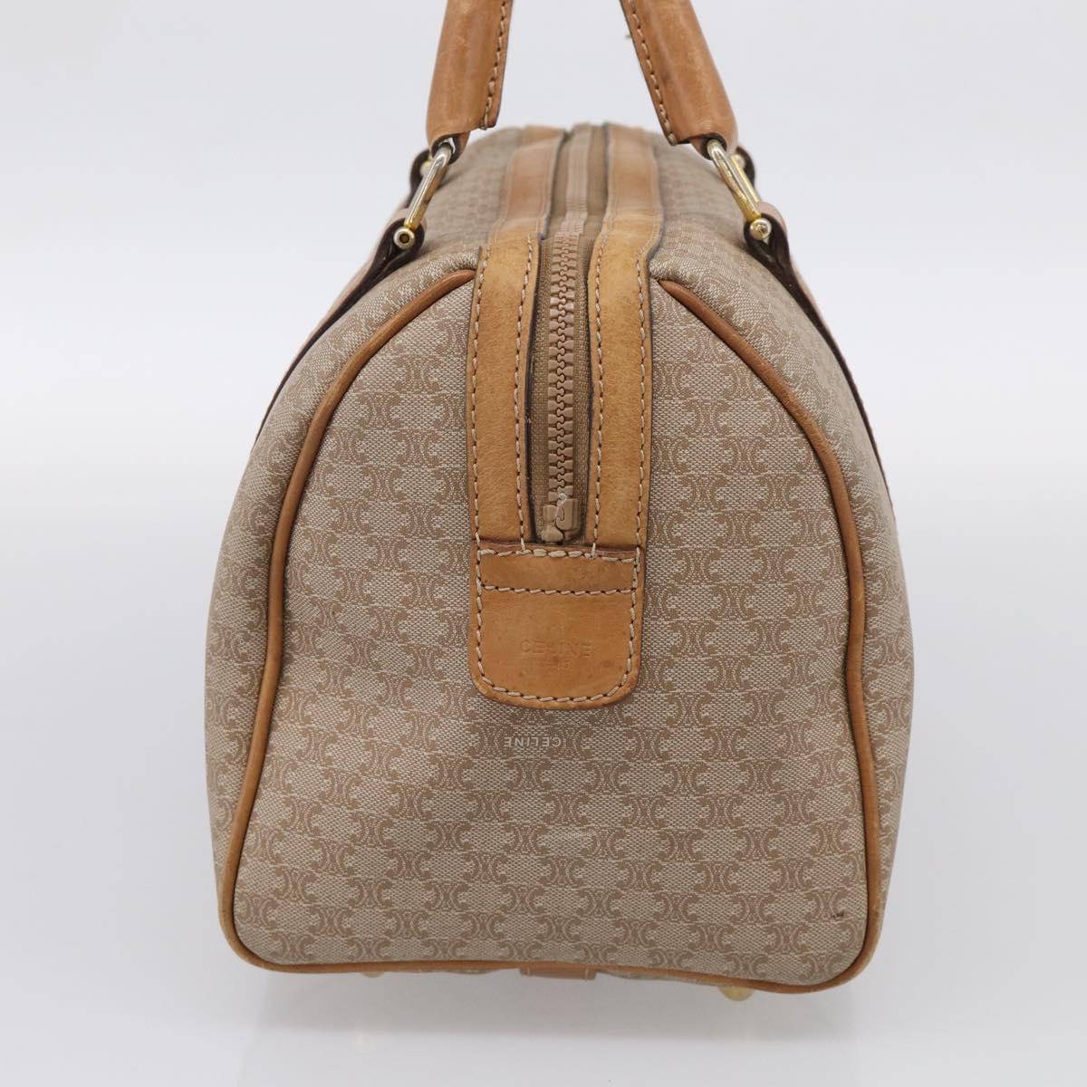 CELINE Macadam Canvas Hand Bag PVC Beige Gold Auth 211949
