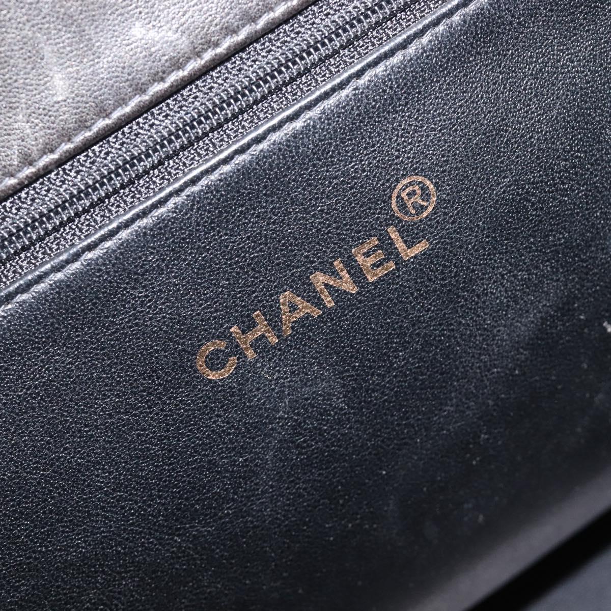 CHANEL Matelasse Chain Hand Bag Patent Leather Black Gold CC Auth 211950