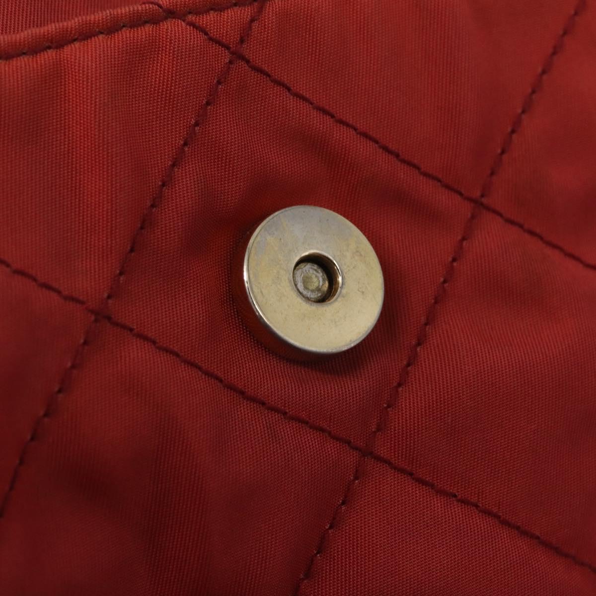 PRADA Chain Shoulder Bag Nylon Red Gold Auth 211952