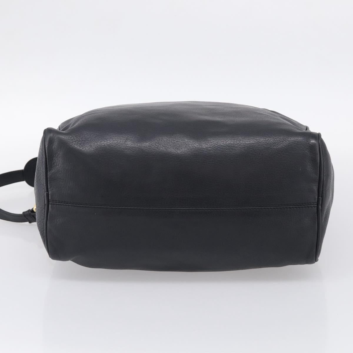 LOEWE Hand Bag Leather 2way Black Gold Auth 211953A