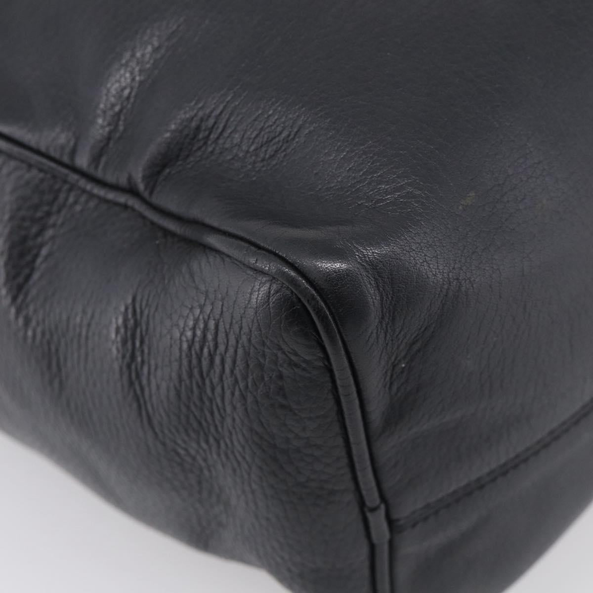 LOEWE Hand Bag Leather 2way Black Gold Auth 211953A