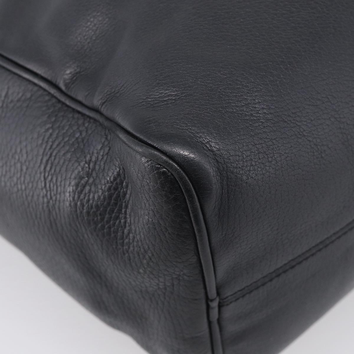 LOEWE Hand Bag Leather 2way Black Gold Auth 211953A