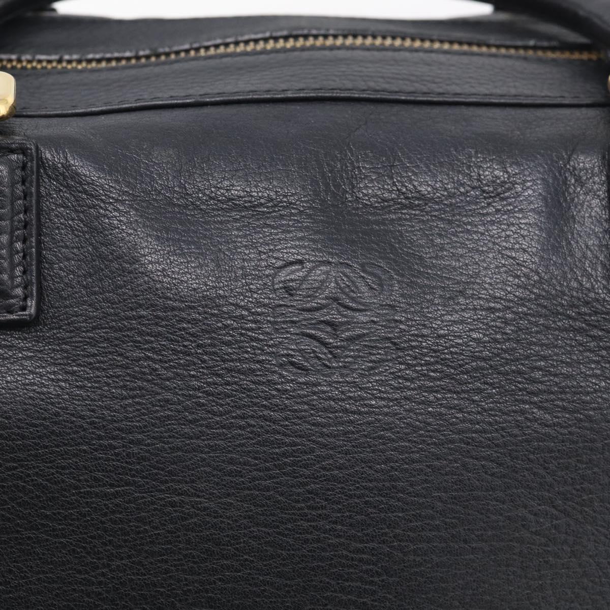 LOEWE Hand Bag Leather 2way Black Gold Auth 211953A