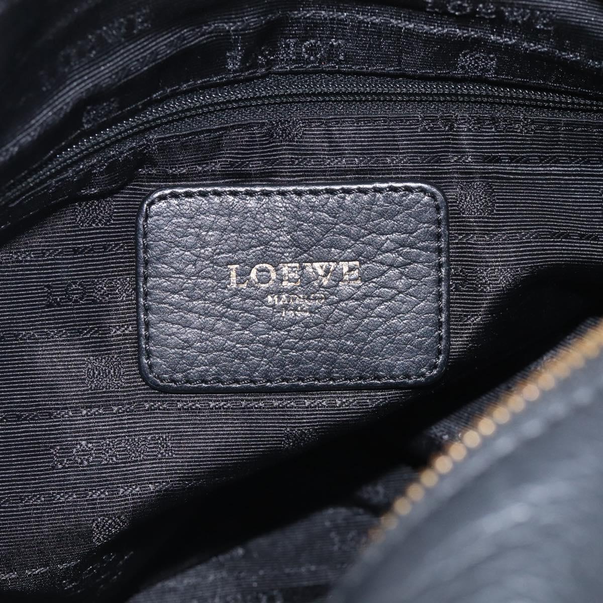 LOEWE Hand Bag Leather 2way Black Gold Auth 211953A