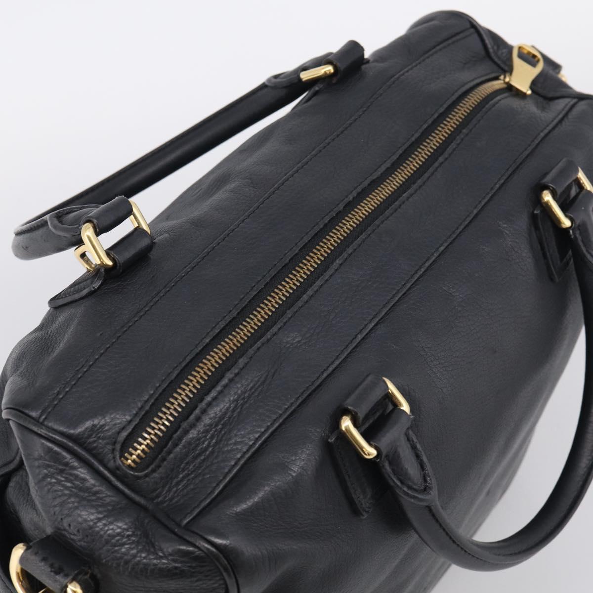 LOEWE Hand Bag Leather 2way Black Gold Auth 211953A