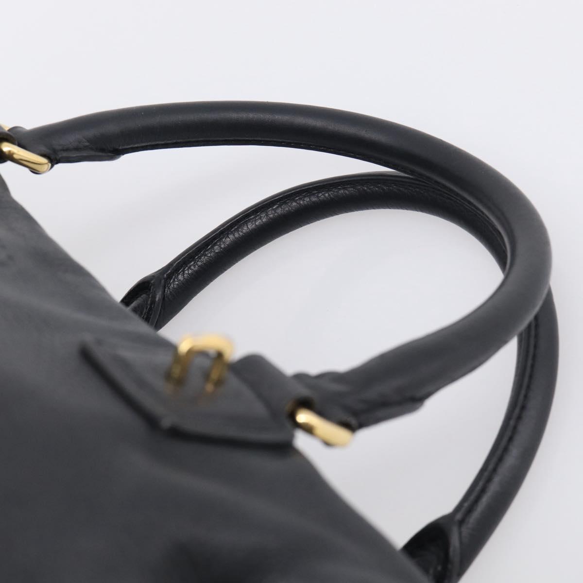 LOEWE Hand Bag Leather 2way Black Gold Auth 211953A