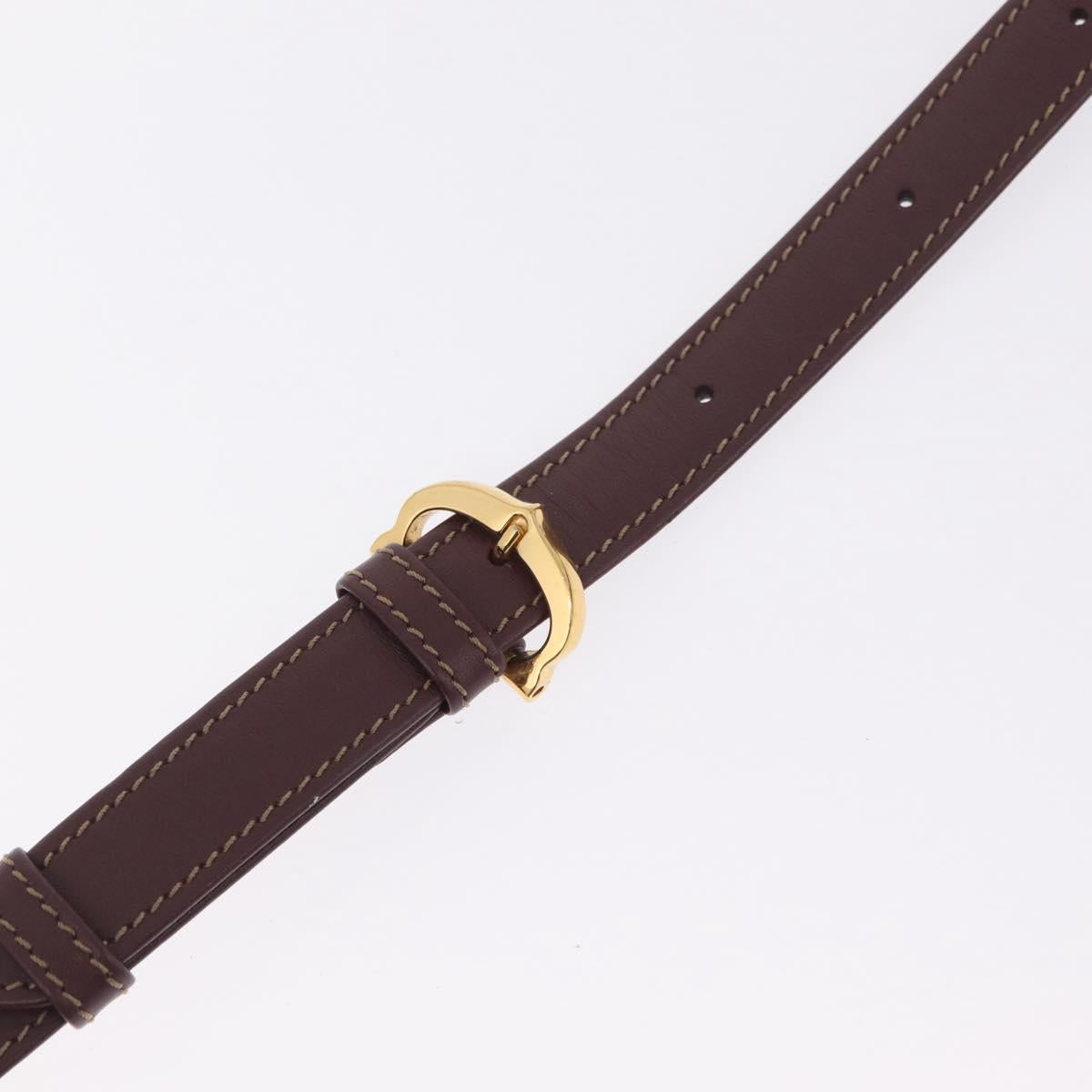 Cartier Must Line Shoulder Bag Leather Bordeaux Gold Auth 211954