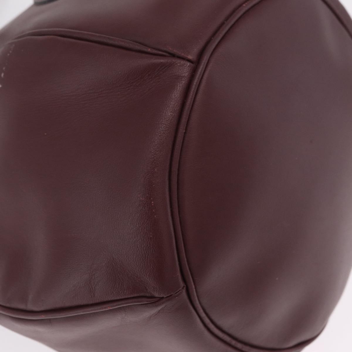 Cartier Must Line Shoulder Bag Leather Bordeaux Gold Auth 211954