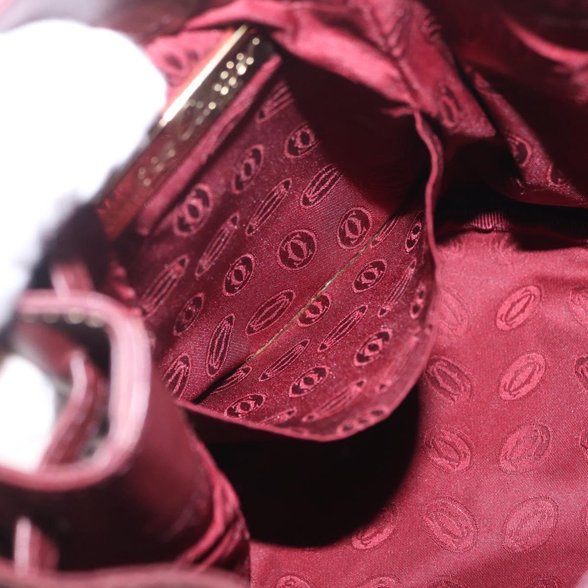 Cartier Must Line Shoulder Bag Leather Bordeaux Gold Auth 211954