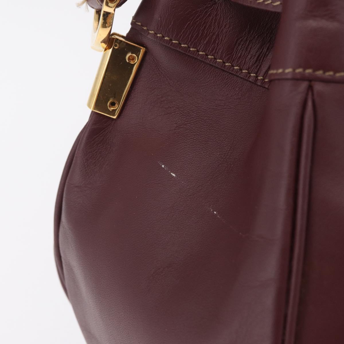 Cartier Must Line Shoulder Bag Leather Bordeaux Gold Auth 211954