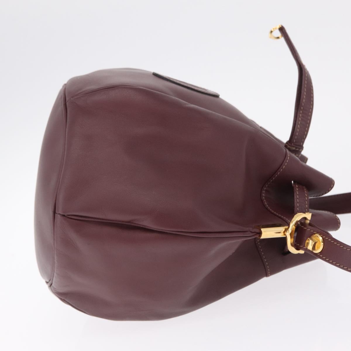 Cartier Must Line Shoulder Bag Leather Bordeaux Gold Auth 211954