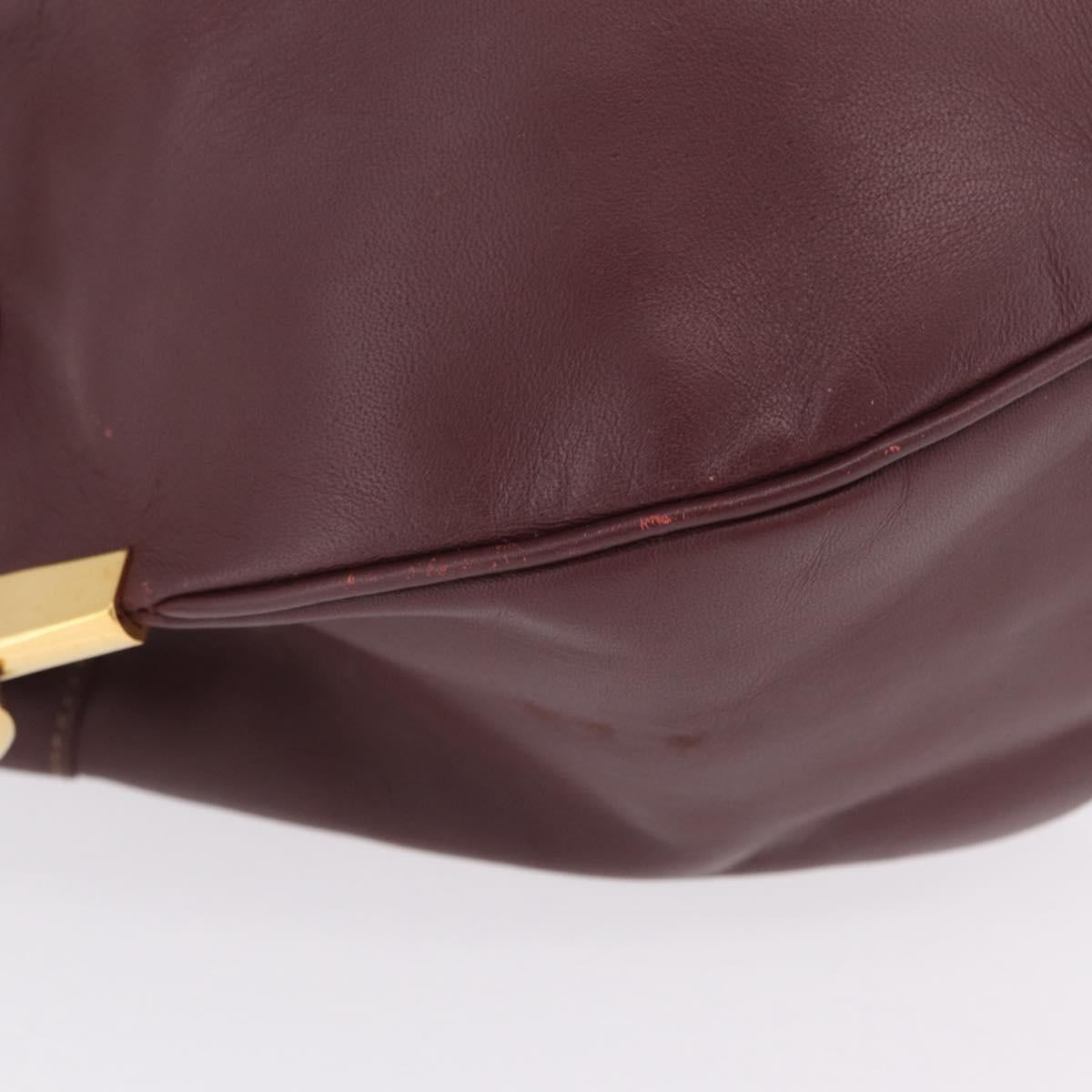 Cartier Must Line Shoulder Bag Leather Bordeaux Gold Auth 211954