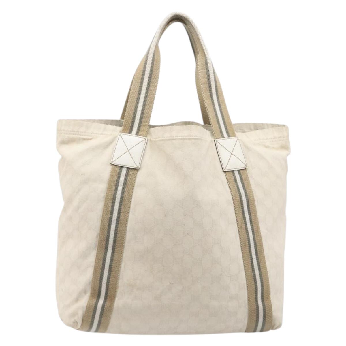 GUCCI GG Canvas Sherry Line Tote Bag Beige 189669 Auth 211957