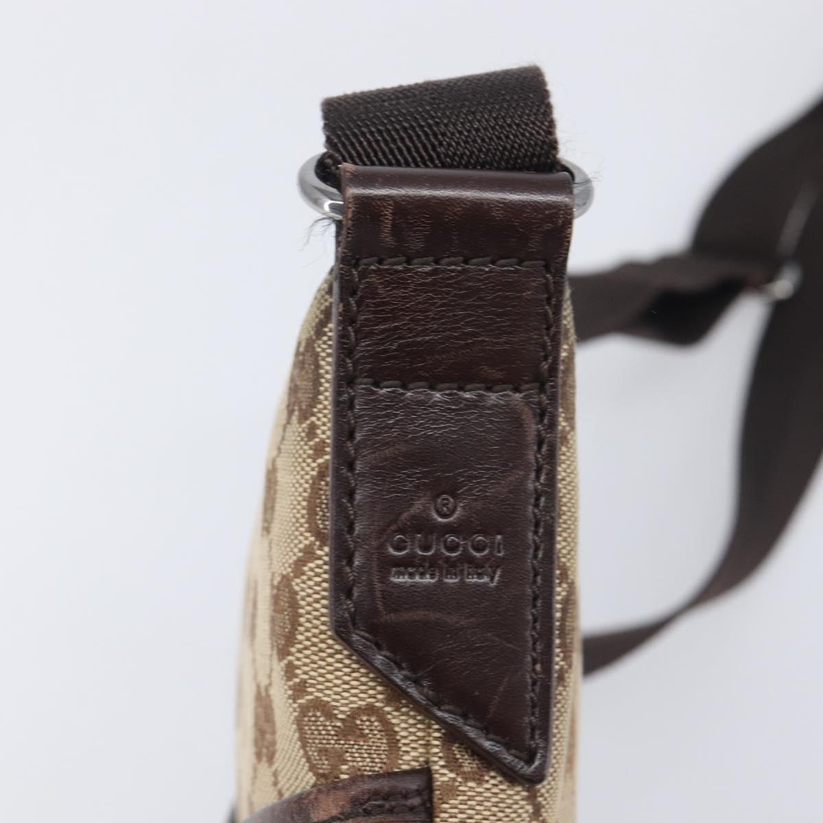 GUCCI GG Canvas Shoulder Bag Beige Silver 147671 Auth 211962