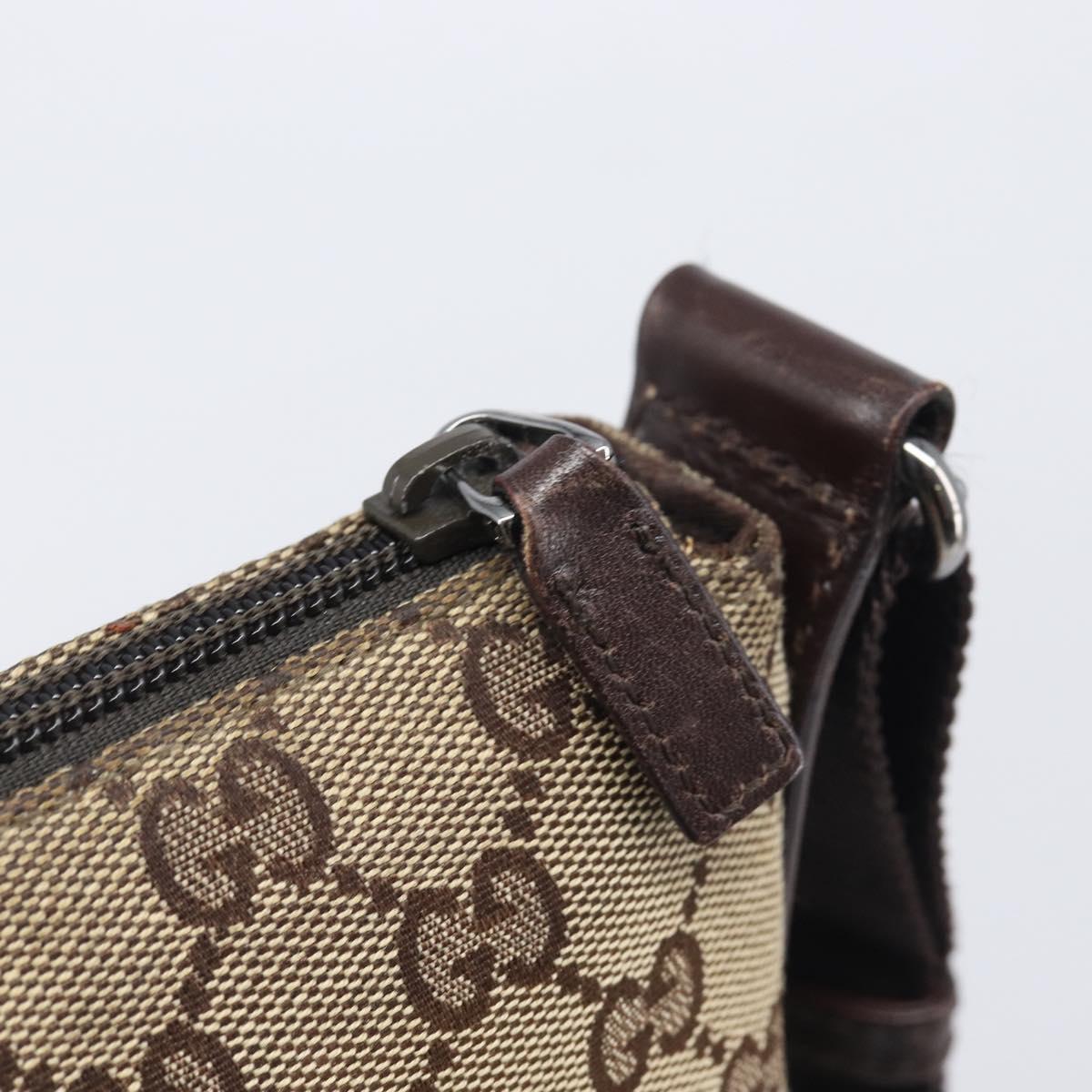 GUCCI GG Canvas Shoulder Bag Beige Silver 147671 Auth 211962